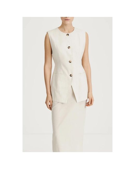 Stylein Jassen ,Katoen Elegante Raw Linen Vest in het White