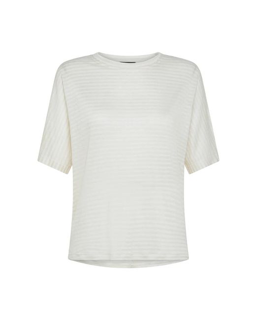 Camiseta a rayas de mezcla de lino blanca Peuterey de color White