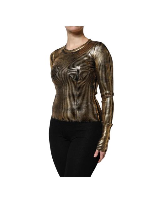 Dolce & Gabbana Black Goldener Rundhals-Pullover
