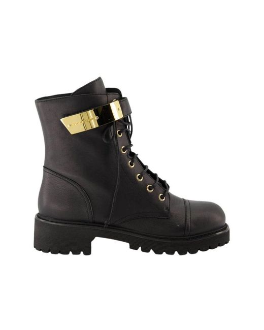 Giuseppe Zanotti Black Schnürstiefeletten Mit Runder Zehenpartie