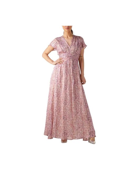 Notre-v Kleedjes ,Paars ,Elegante Lila Maxi Jurk in het Pink