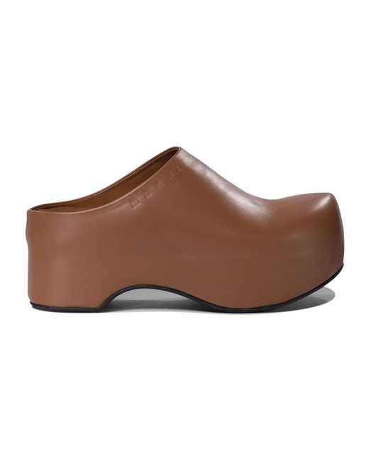 Marni Bruine Loafer Chunky Clog Schoenen in het Brown