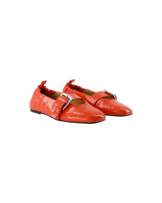 Ganni Red Ballerinas