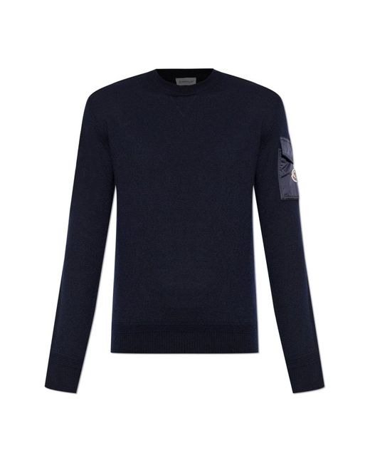 Moncler Blue Round-Neck Knitwear for men