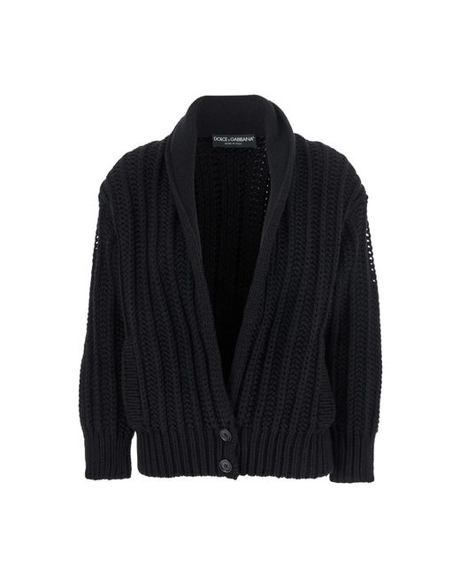 Dolce & Gabbana Truien & Vesten ,Zwart ,Wol Zwarte Vest Met Wijde Halslijn Vrouw in het Black