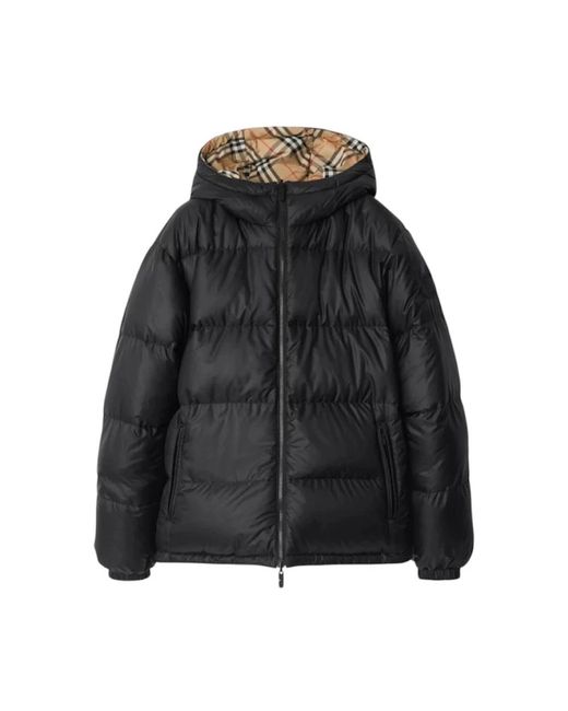 Burberry Reversible Check Kapuzen-Pufferjacke in Brown für Herren