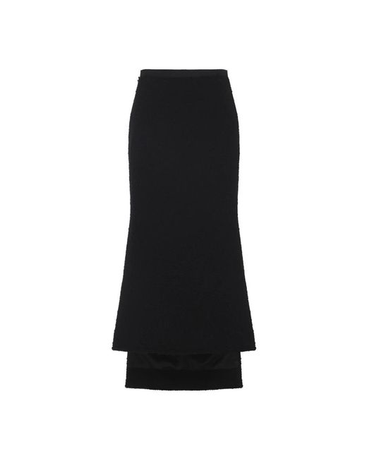 Lanvin Black Asymmetric Straight-Fit Virgin Wool Skirt
