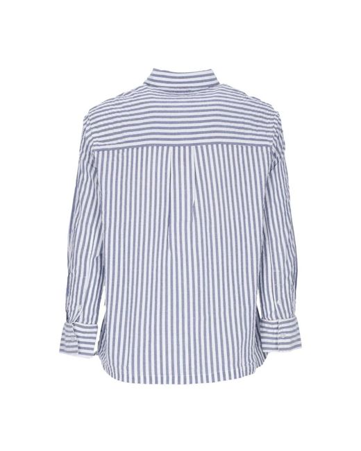 Obey Overhemden ,Blauw ,Katoen Gestreept Shirt Met Lange Mouwen Set in het Blue