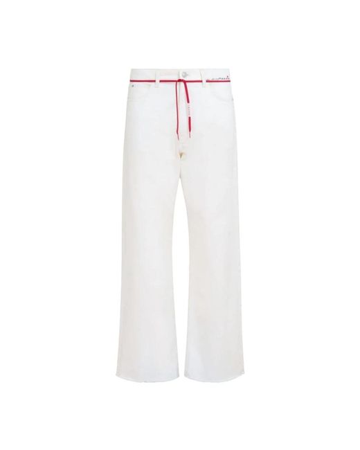 Jeans a vita alta e gamba dritta con fiocco di Marni in White da Uomo