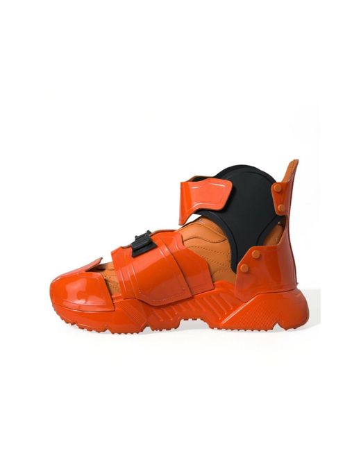 Dolce & Gabbana Multi panel high top sneakers in Orange für Herren