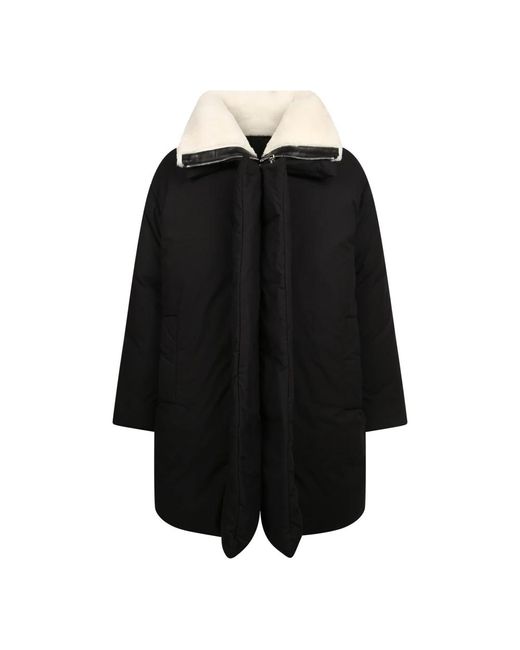 Givenchy Jassen ,Zwart ,Katoen Zwarte Jas Met Afneembare Shearling Kraag in het Black voor heren