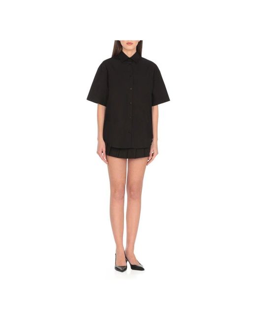 MSGM Black Schwarzes Baumwollhemd Mit Kragen