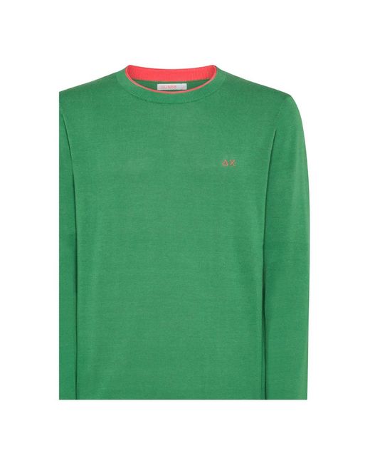 Sun 68 Green Round-Neck Knitwear for men