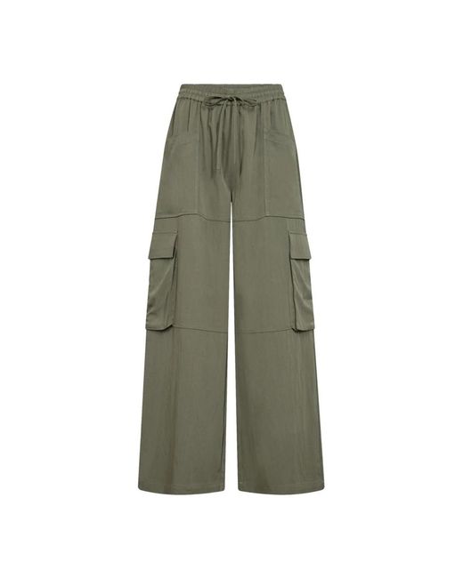 Wide Trousers co'couture en coloris Green