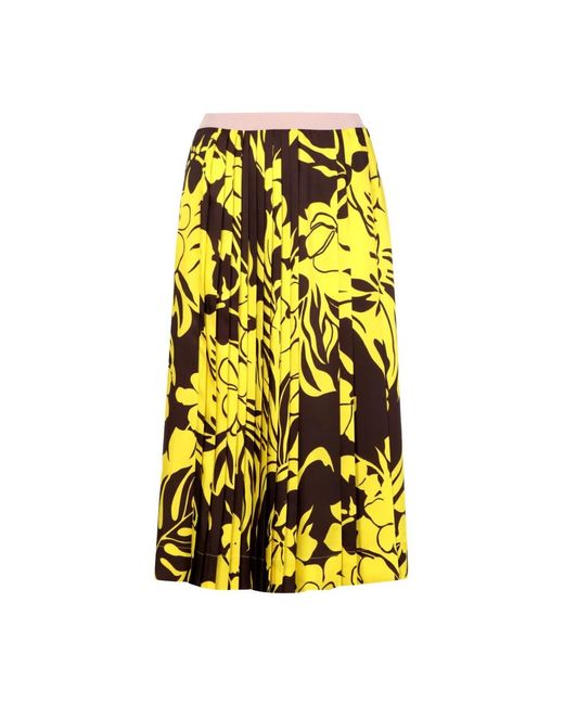 N°21 Rokken ,Geel ,Gele Bloemen Midi Rok in het Yellow