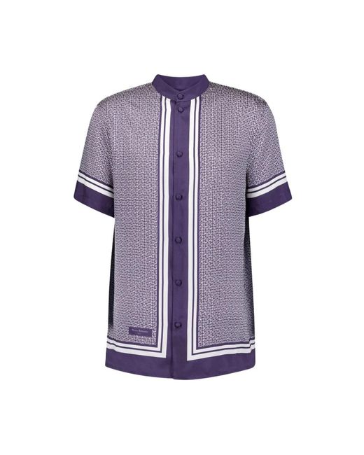 Balmain Purple Short Sleeve Shirts for men