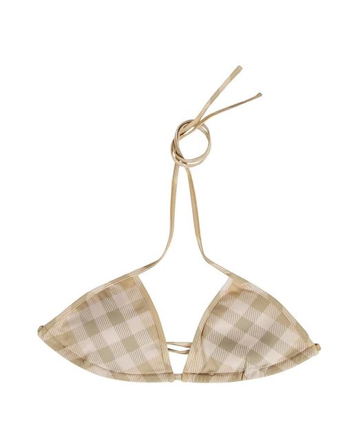 Burberry Badmode ,Checked Bikini Top in het Natural