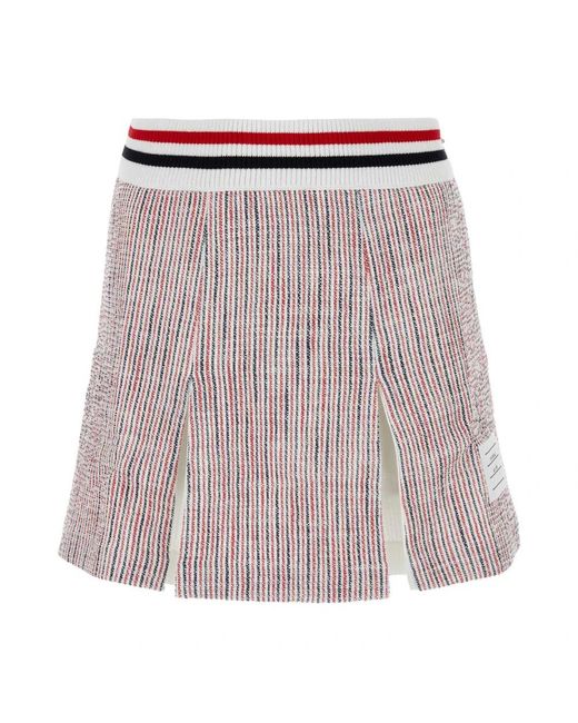 Thom Browne Rokken ,Veelkleurig ,Tweed Rwb Gestreepte Tweed Plooirok in het Brown