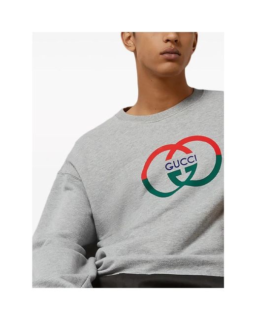 Gucci Gray Cotton Jersey Printed Sweatshirt for men