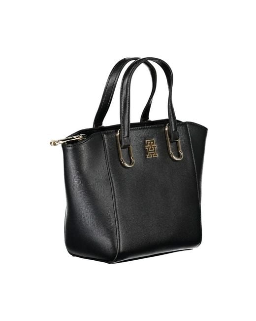 Tommy Hilfiger Black Schwarze Handtasche Mit Verstellbarem Schulterriemen