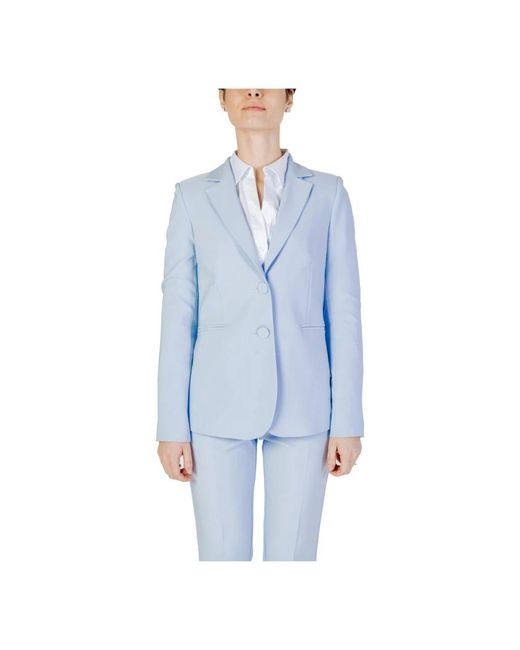 Sandro Ferrone Jassen ,Blauw ,Polyester Lichtblauwe V-Hals Blazer in het Blue