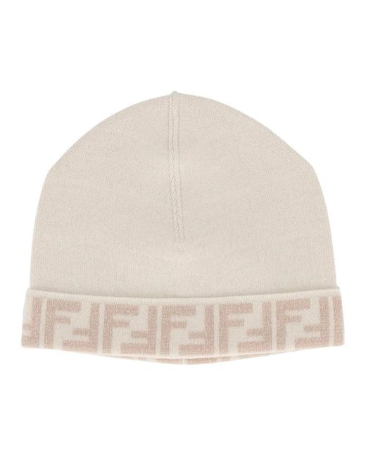 Fendi Accessoires ,Beanie Ff Reversibile in het Natural