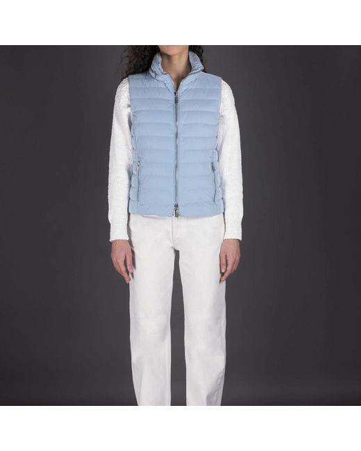 Moorer Blue Iridescent down vest,iridescent microfiber down vest