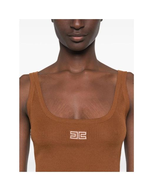 Elisabetta Franchi Brown Sleeveless Tops