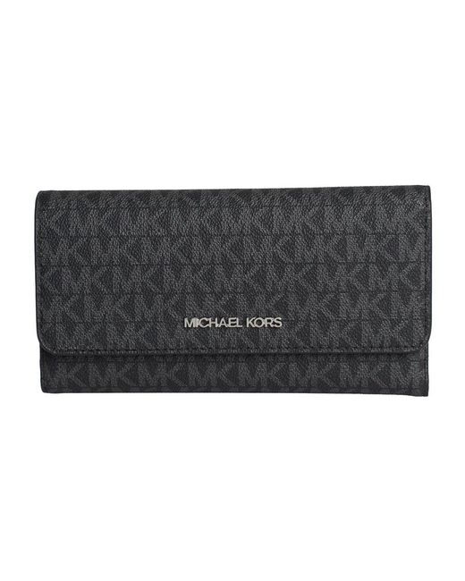 Michael Kors Accessoires ,Zwart ,Leer Jet Set Travel Crossgrain Leather Tri-Fold Portemonnee in het Black