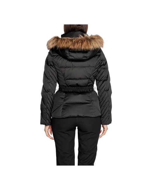 Guess Jassen ,Zwart ,Polyester Hooded Zip Jacket in het Black