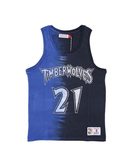 Mitchell & Ness Fitness ,Veelkleurig ,Katoen Kevin Garnett Nba Tie Dye Tank in het Blue voor heren