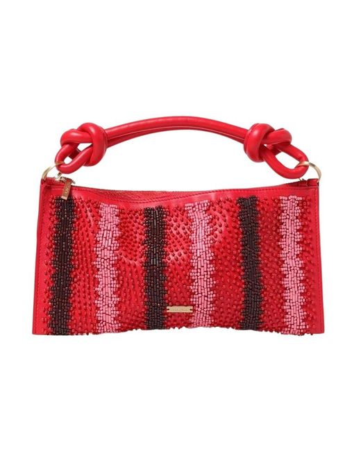 Cult Gaia Red Rote Perlen Clutch Tasche