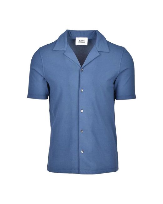 Camicia cotone elastan di Alpha Studio in Blue da Uomo