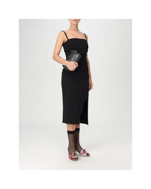 Dolce & Gabbana Elegante Midi Jurk Met Zijsplit in het Black
