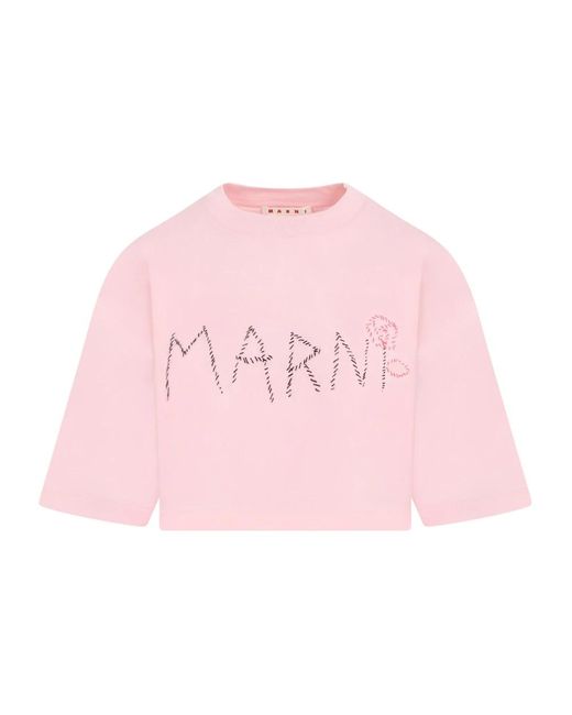 Camicia crop in cotone rosa di Marni in Pink
