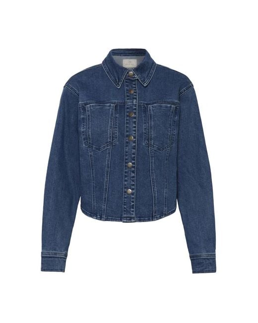 Denim Jackets Kaffe de color Blue