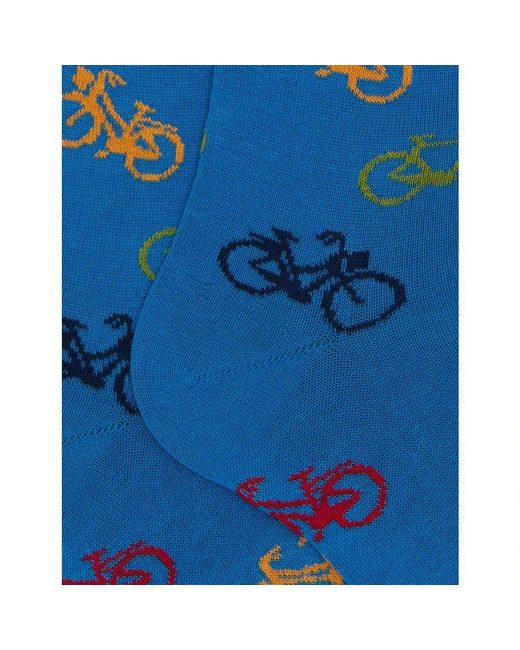 Gallo Herren Lange Socken Baumwolle Gemustert Fahrräder Hellblau in Blue für Herren