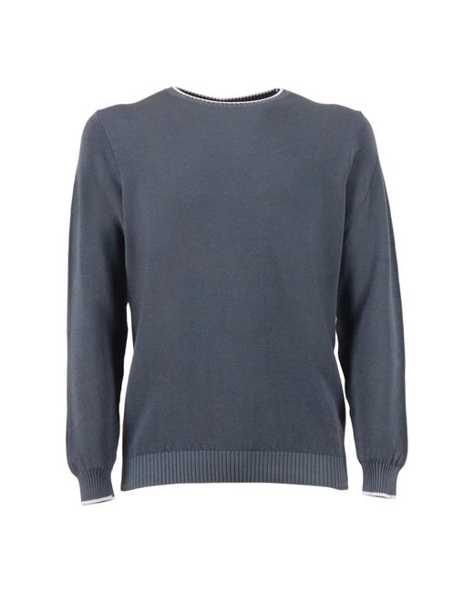 Fedeli Gray Round-Neck Knitwear for men