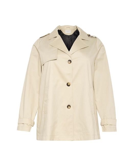 Kaffe Natural Federgraue jacke mit klassischem kragen