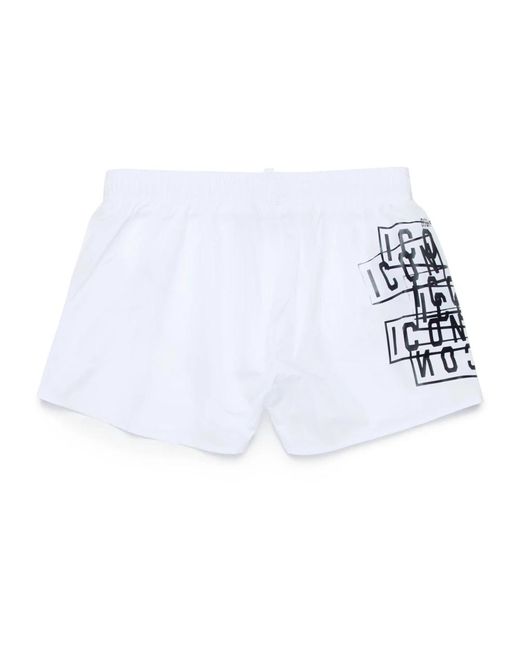 DSquared² Weiße logo print sea shorts in White für Herren
