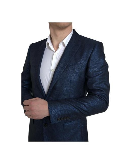 Dolce & Gabbana Slim fit metallic blauer 2-teiliger anzug in Blue für Herren