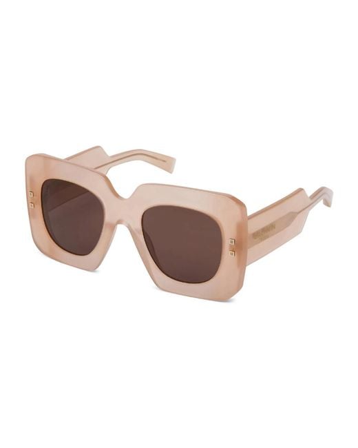 Balmain Accessoires ,Roze ,B-Bold Zonnebril in het Brown