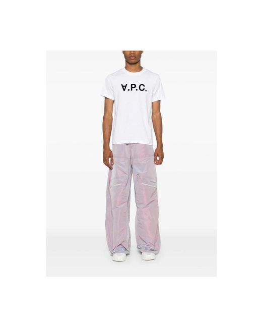 A.P.C. Tops ,Wit ,Katoen Katoenen T-Shirt Met Flockprint Logo in het White voor heren