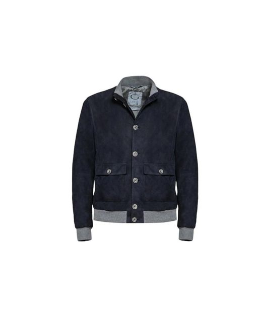 Gimo's Jassen ,Blauw ,Suède Leather Jassen in het Blue voor heren