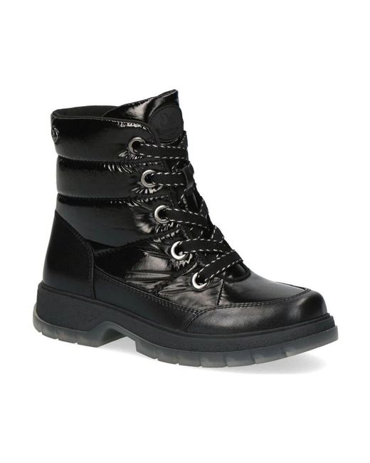 Caprice Black Lace-Up Boots