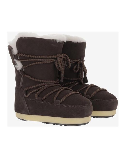 Moon Boot Brown Wildleder Slip-On Stiefel