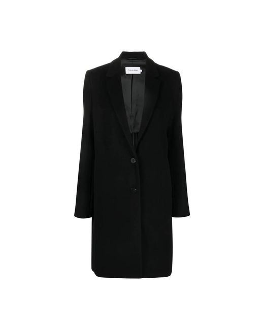 Calvin Klein Black Single-Breasted Coats
