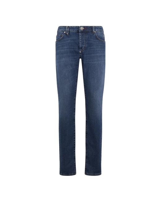 Philipp Plein Basic Straight Cut Jeans in het Blue voor heren