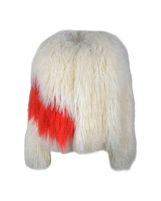 MSGM White Faux Fur & Shearling Jackets