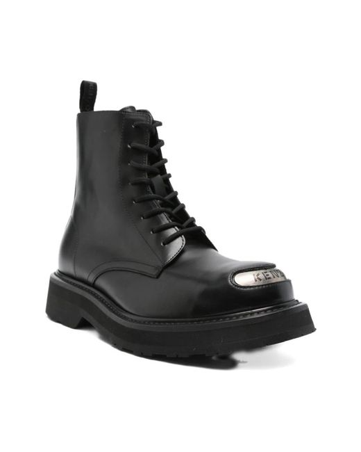 KENZO Black Lace-Up Boots for men